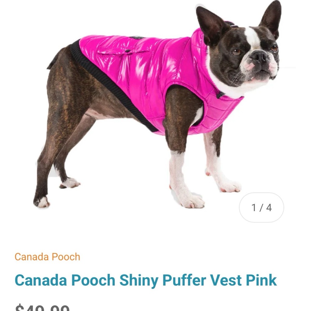 Canada Pooch Shiny Puffer Vest - Pink SIZE 22